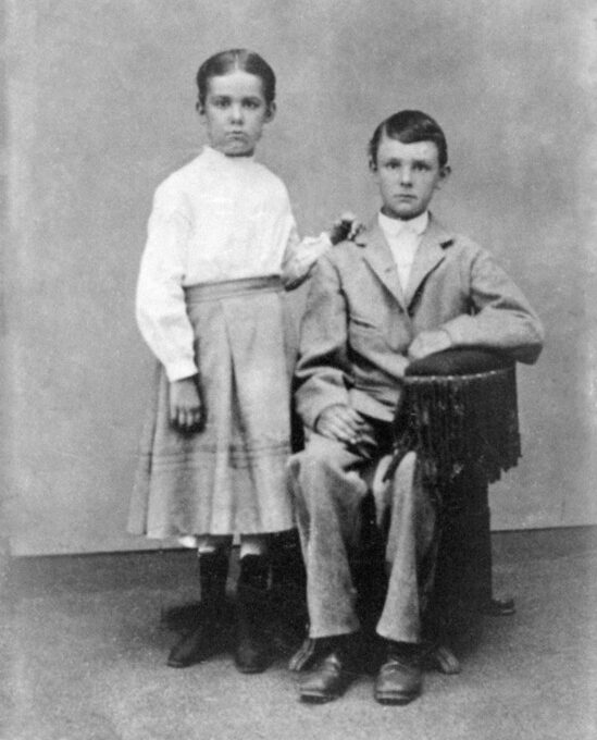 A portrait of a young Mary and Charles Andrews, J.N. Andrew's children.