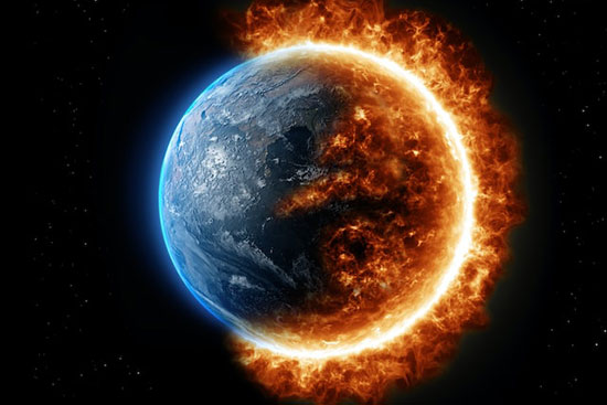 The earth burning up with fire, as it will when Jesus makes it new at the end of the world