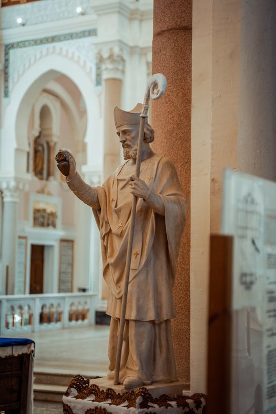 The statue of Augustine of Hippo. He is remembered well for his teachings on predestination.