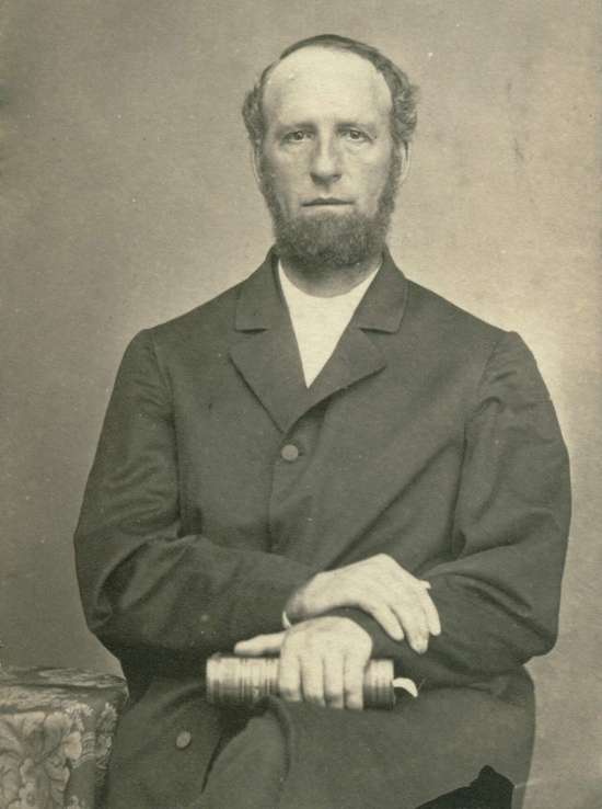 A black and white photograph of James White, Ellen White's husband.